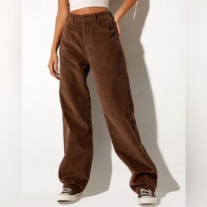 Motel Rocks Parallel Jeans Cord Dark Chocolate Low Rise Straight Leg Medium